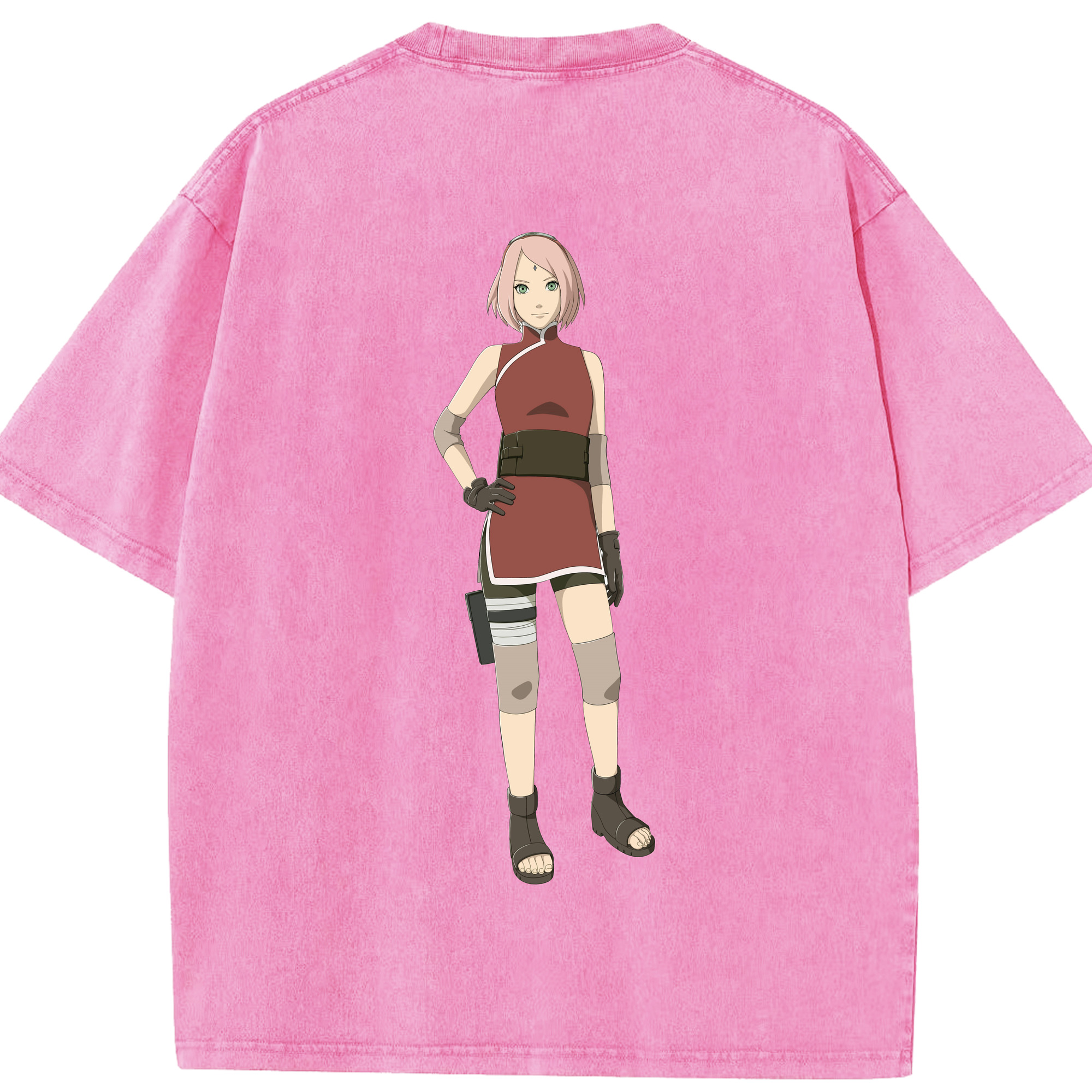（画像用） NARUTO -ナルト- 春野サクラ Haruno Sakura 綿100% ヴィンテージ風 半袖Tシャツ（背面プリント）